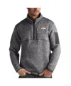 Antigua Men's Charcoal Denver Broncos Fortune Quarter-zip Pullover Jacket In Charcoal
