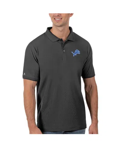 Antigua Men's Charcoal Detroit Lions Legacy Pique Polo Shirt In Green