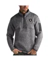 Antigua Men's Charcoal Las Vegas Raiders Fortune Quarter-zip Pullover Jacket In Charcoal