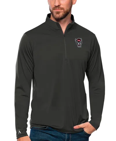 Antigua Men's Charcoal Nc State Wolfpack Tribute Quarter-zip Sweatshirt