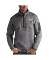 Antigua Men's Charcoal New York Giants Fortune Quarter-zip Pullover Jacket In Charcoal