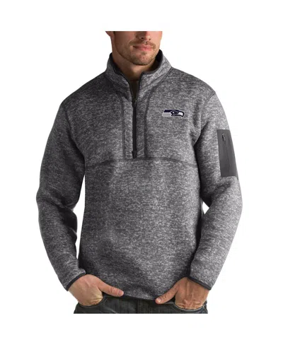Antigua Men's Charcoal Seattle Seahawks Fortune Quarter-zip Pullover Jacket