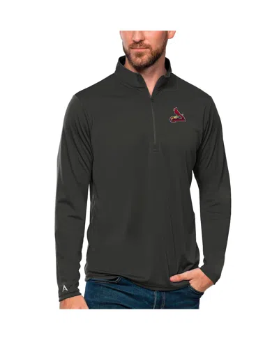 Antigua Men's Charcoal St. Louis Cardinals Tribute Quarter-zip Pullover Top
