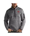 Antigua Men's Charcoal Tampa Bay Buccaneers Fortune Quarter-zip Pullover Jacket In Charcoal