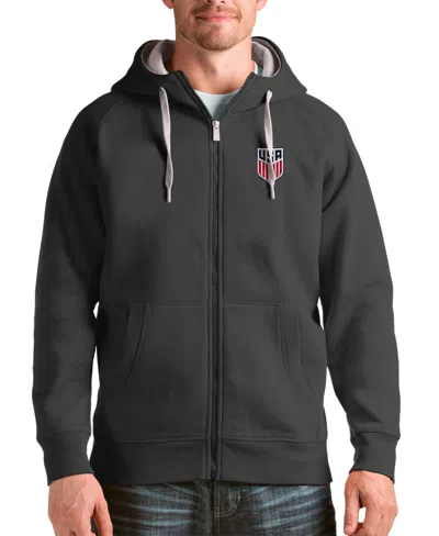 Antigua Men's Charcoal Usmnt Victory Full-zip Hoodie In Black