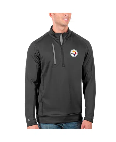 Antigua Men's Charcoal/silver Pittsburgh Steelers Generation Quarter-zip Pullover Jacket In Multi