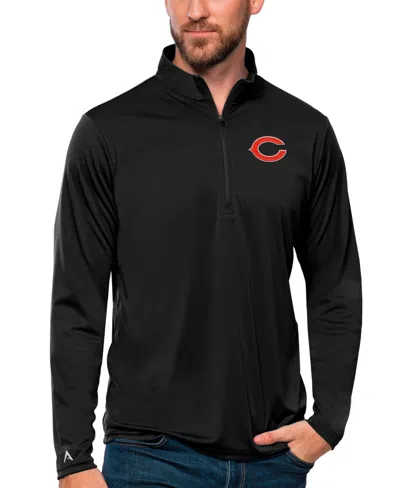 Antigua Men's Chicago Bears Tribute Quarter-zip Pullover Sweatshirt In Black