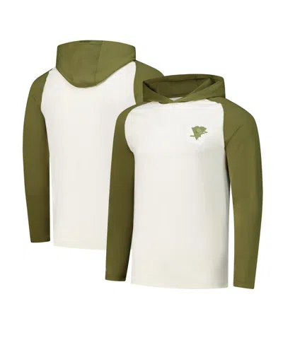 Antigua Men's Cream/olive Pittsburgh Penguins Intrepid Sand Raglan Long Sleeve Hoodie T-shirt In Multi