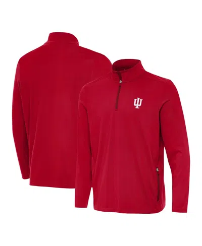 Antigua Men's Crimson Indiana Hoosiers Perilous Quarter-zip Pullover Top In Red