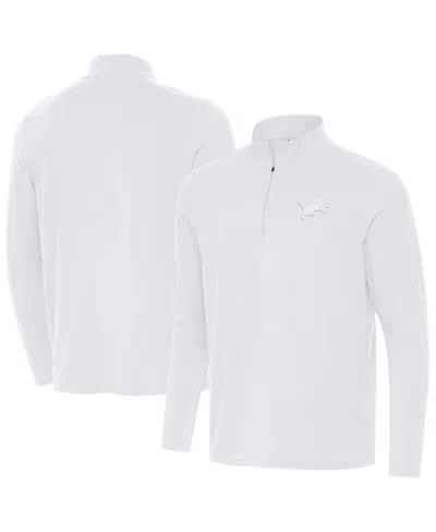 Antigua Men's Detroit Lions Intent Quarter-zip Mock Neck Long-sleeve Jacket In White