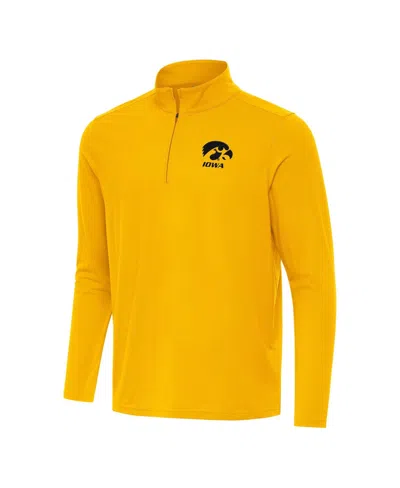 Antigua Men's Gold Iowa Hawkeyes Intent Quarter-zip Sweatshirt