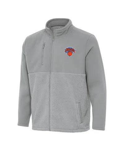 Antigua Men's Gray New York Knicks Daily Fused Full-zip Jacket