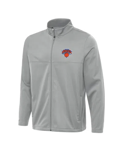 Antigua Men's Gray New York Knicks Links 2 Full-zip Golf Jacket