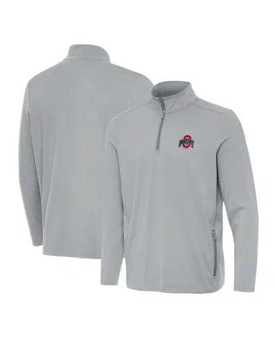 Antigua Men's Gray Ohio State Buckeyes Perilous Quarter-zip Sweatshirt