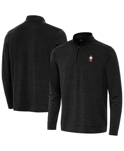 Antigua Heather Black Clemson Tigers Golfer Bright Quarter-zip Top In Gray