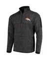 Antigua Men's Heather Black Denver Broncos Fortune Quarter-zip Pullover Jacket In Heather Black