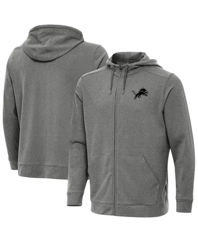 Antigua Men's Heather Black Detroit Lions Effortless Full-zip Hoodie Jacket In Gray