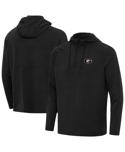 Antigua Heather Black Georgia Bulldogs Spikes Quarter-zip Hoodie