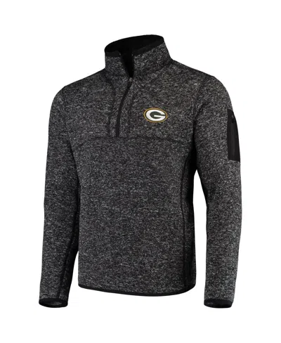 Antigua Men's Heather Black Green Bay Packers Fortune Quarter-zip Pullover Jacket