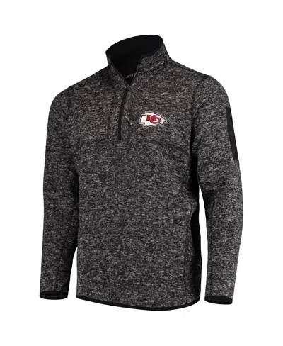 Antigua Men's Heather Black Kansas City Chiefs Fortune Quarter-zip Pullover Jacket