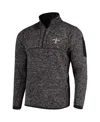 Antigua Men's Heather Black New Orleans Saints Fortune Quarter-zip Pullover Jacket In Gray