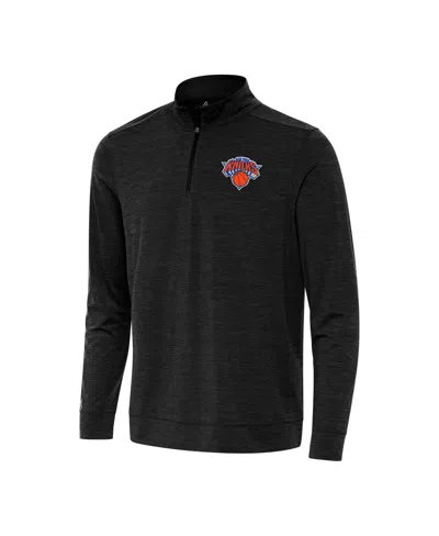 Antigua Men's Heather Black New York Knicks Bright Quarter-zip Sweatshirt