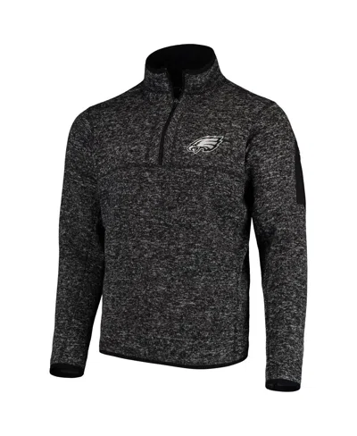 Antigua Men's Heather Black Philadelphia Eagles Fortune Quarter-zip Pullover Jacket