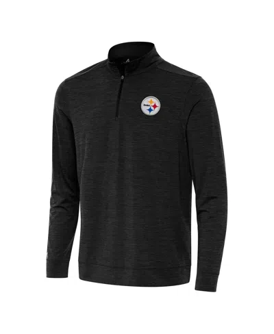 Antigua Men's Heather Black Pittsburgh Steelers Bright Quarter-zip Sweatshirt
