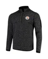 Antigua Men's Heather Black Pittsburgh Steelers Fortune Quarter-zip Pullover Jacket In Heather Black