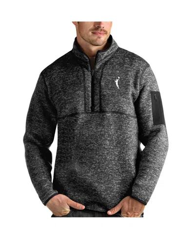 Antigua Men's Heather Black Wnba Logo Fortune Quarter-zip Pullover Jacket In Gray