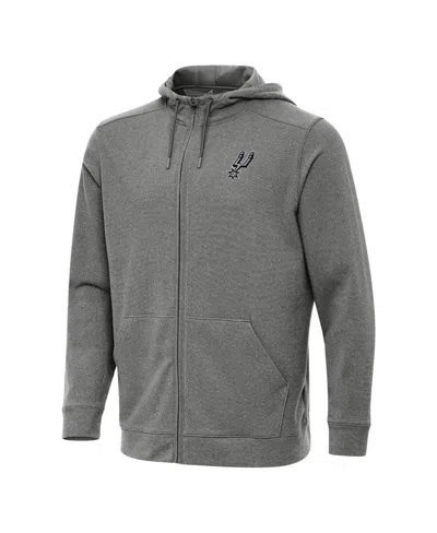 Antigua Men's Heather Charcoal San Antonio Spurs Effortless Full-zip Hoodie Jacket In Gray