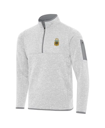 Antigua Men's Heather Gray Argentina National Team Fortune Quarter-zip Pullover Sweatshirt