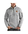 Antigua Men's Heather Gray Cincinnati Bengals Team Logo Fortune Quarter-zip Pullover Jacket In Heather Gray