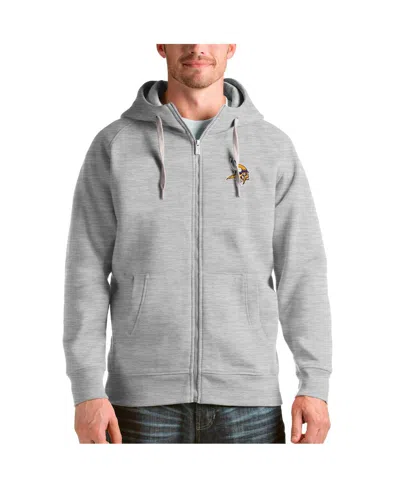 Antigua Men's Heather Gray Minnesota Vikings Victory Full-zip Hoodie