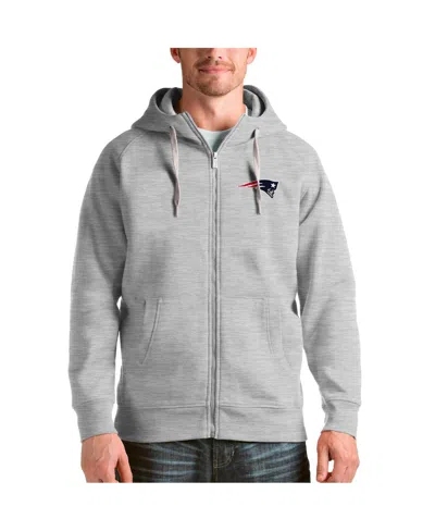 Antigua Men's Heather Gray New England Patriots Victory Full-zip Hoodie