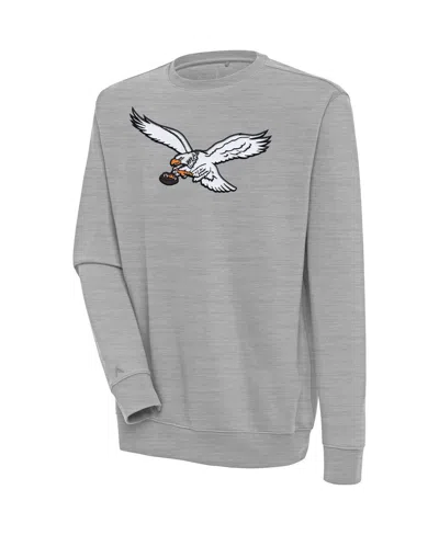 Antigua Men's Heather Gray Philadelphia Eagles Throwback Logo Victory Pullover Sweatshirt