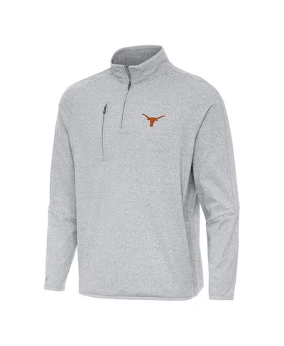 Antigua Men's Heather Gray Texas Longhorns Certain Quarter-zip Tri-blend Sweatshirt