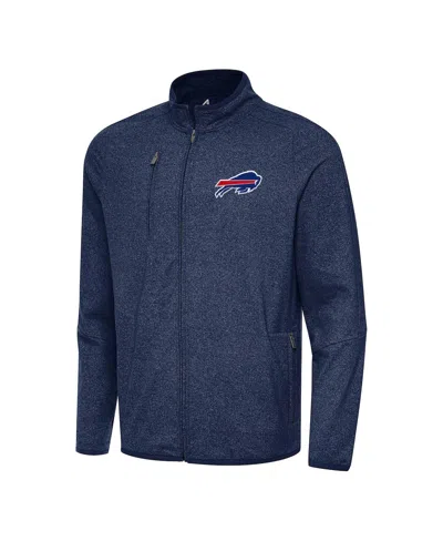 Antigua Men's Heather Navy Buffalo Bills Hold-up Tri-blend Full-zip Jacket In Blue