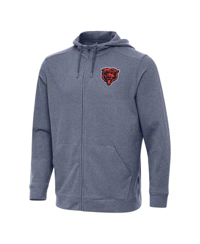 Antigua Men's Heather Navy Chicago Bears Effortless Full-zip Hoodie In Blue