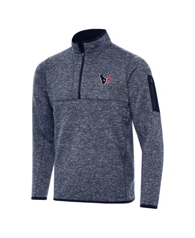 Antigua Men's Heather Navy Houston Texans Fortune Quarter-zip Pullover Jacket