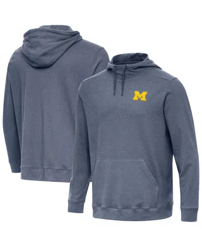 Antigua Men's Heather Navy Michigan Wolverines Cloud Pullover Hoodie In Gray