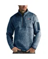 Antigua Men's Heather Navy New England Patriots Fortune Quarter-zip Pullover Jacket In Heather Navy