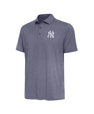 Antigua Men's Heather Navy New York Yankees Scheme Polo Shirt In Gray