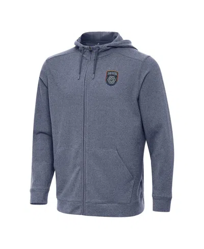 Antigua Men's Heather Navy San Diego Fc Effortless Full-zip Hoodie Jacket In Gray