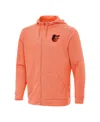 Antigua Men's Heather Orange Baltimore Orioles Effortless Full-zip Hooded Jacket In Orange