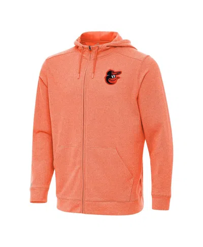 Antigua Men's Heather Orange Baltimore Orioles Effortless Full-zip Hooded Jacket
