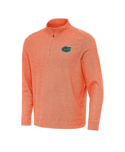 Antigua Men's Heather Orange Florida Gators Subtle Quarter-zip Sweatshirt