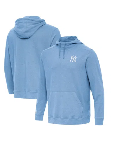 Antigua Men's Heather Powder Blue New York Yankees Cloud Pullover Hoodie