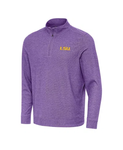 Antigua Men's Heather Purple Lsu Tigers Subtle Quarter-zip Sweatshirt