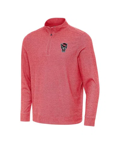 Antigua Men's Heather Red Nc State Wolfpack Subtle Quarter-zip Sweatshirt In Pink